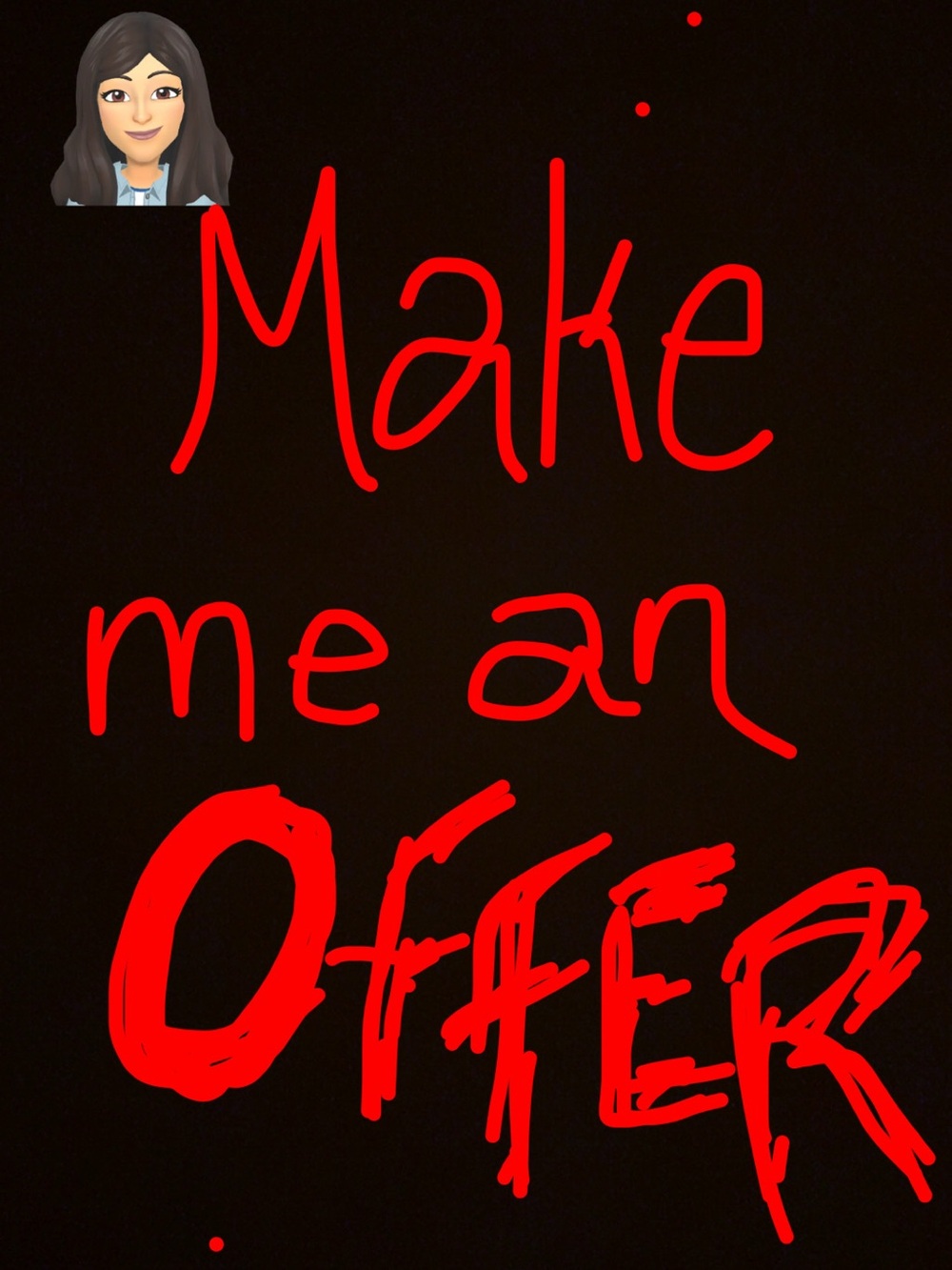 Red 'Make Me an Offer' Wall Art Print - Unbranded